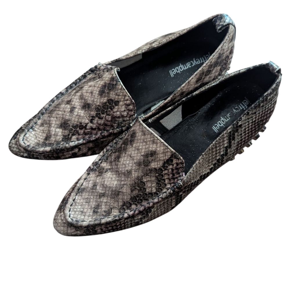 Jeffrey Campbell Barnett Leather Snake Studded Loafers Size 8